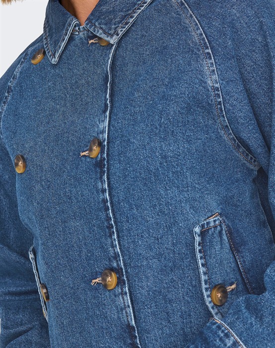 April Short Denim Trenchcoat